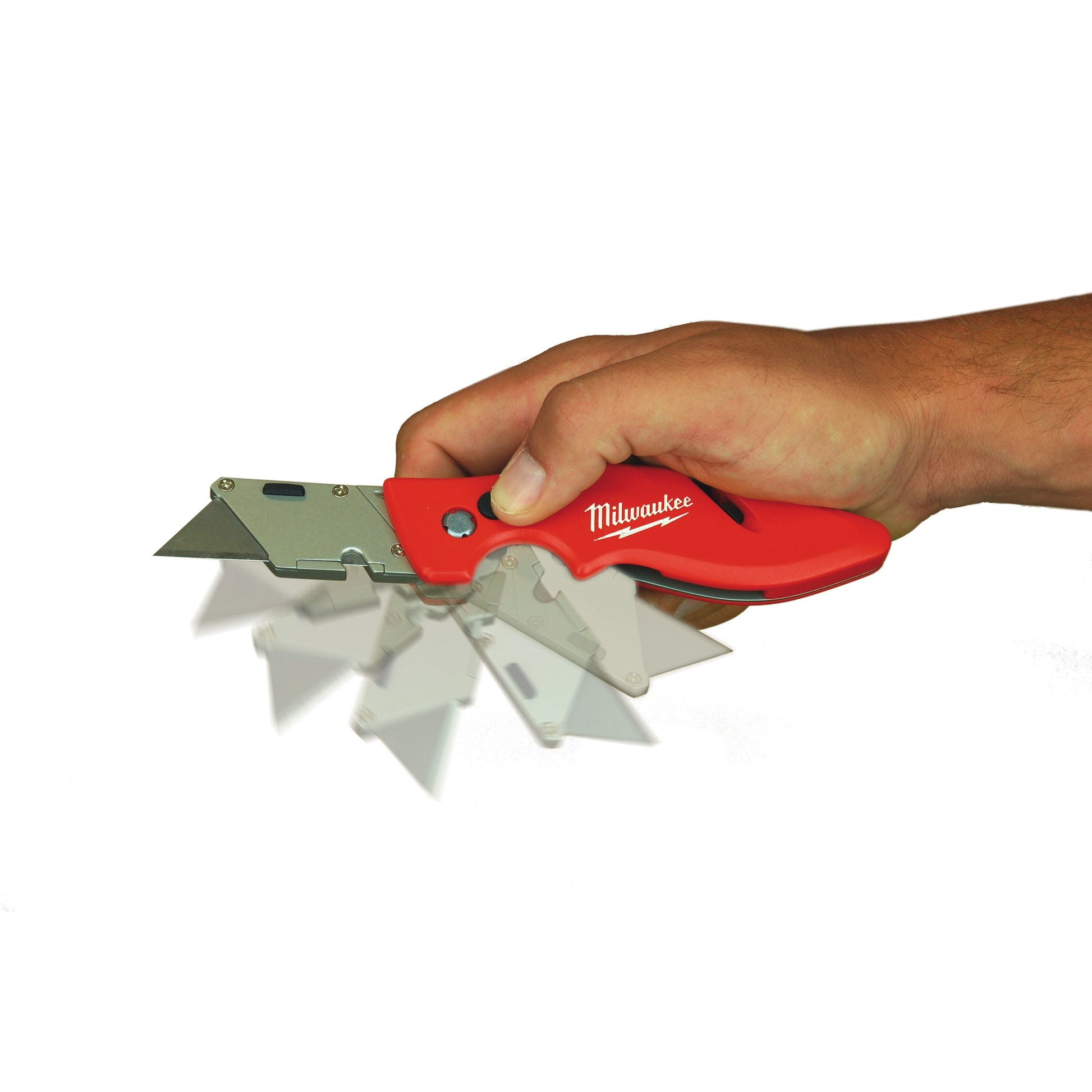 Milwaukee Universal-Klappmesser FASTBACK™ mit Magazin für Ersatzklingen in Aktion