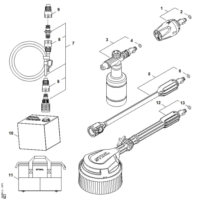 STIHL RA025000500 Saugschlauch positie 7 technische tekening