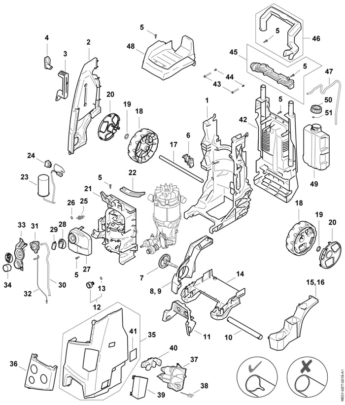 STIHL RE016051003 Kondensator 65 µF 500 V positie 23 technische tekening