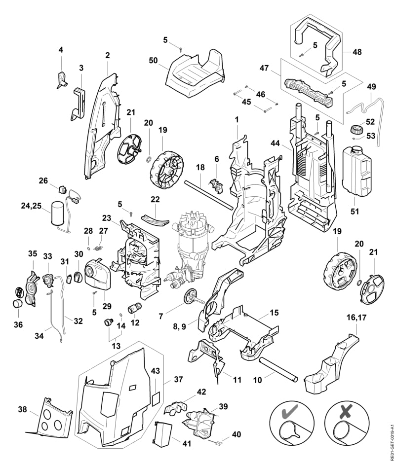 STIHL 0000-967-7539 Warnhinweis RE positie 43 technische tekening