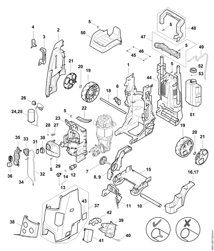 STIHL 0000-967-7539 Warnhinweis RE positie 43 technische tekening