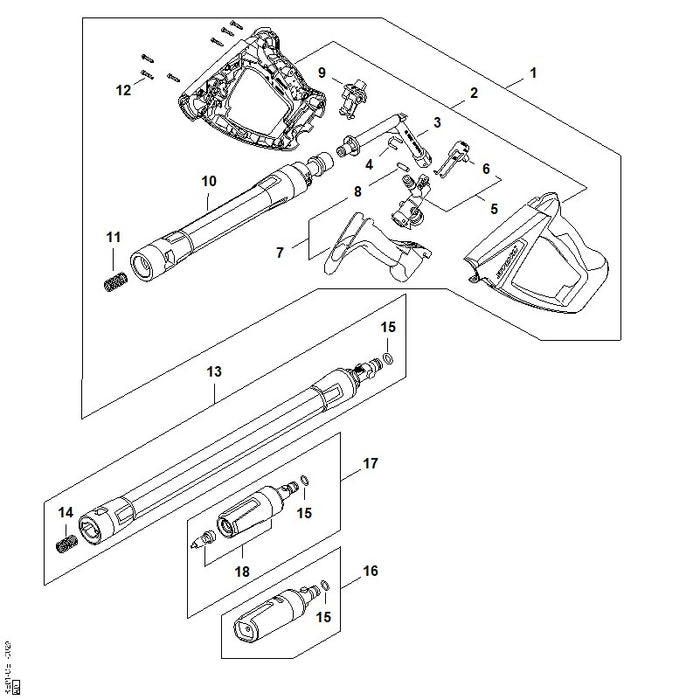 STIHL RE015300029 Flachstrahldüse positie 16 technische tekening