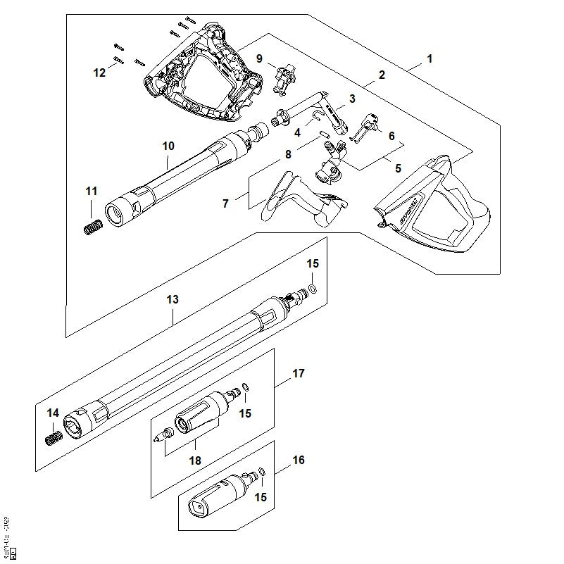 STIHL RE015001627 Rotordüse positie 17 technische tekening