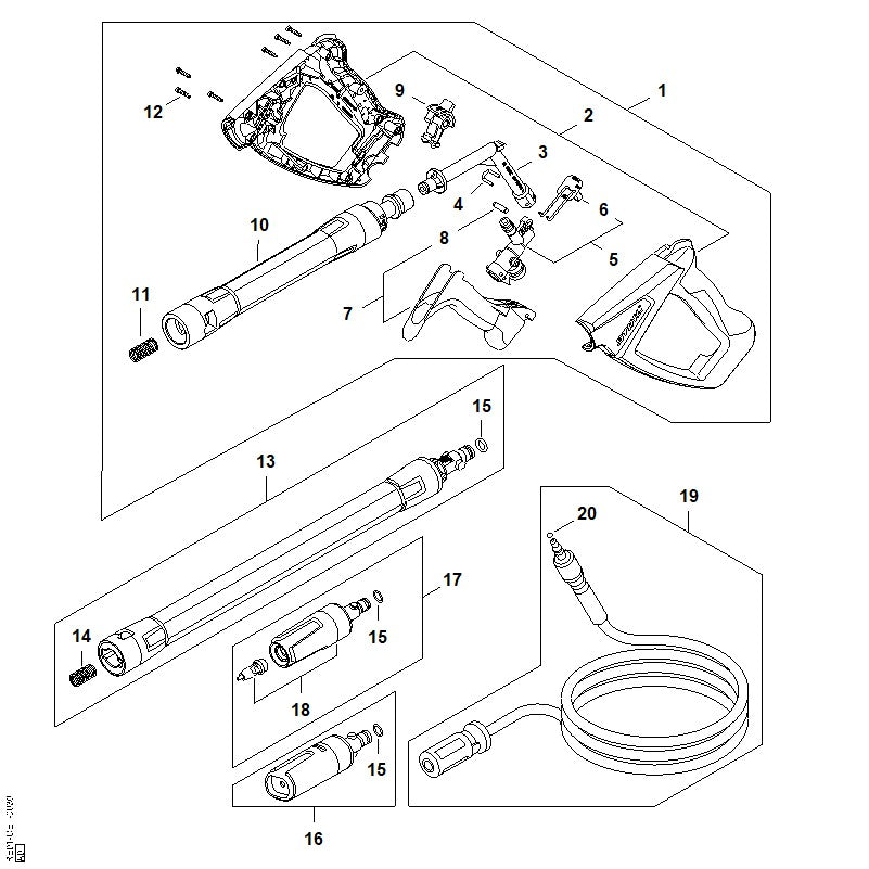 STIHL RE015300030 Flachstrahldüse positie 16 technische tekening