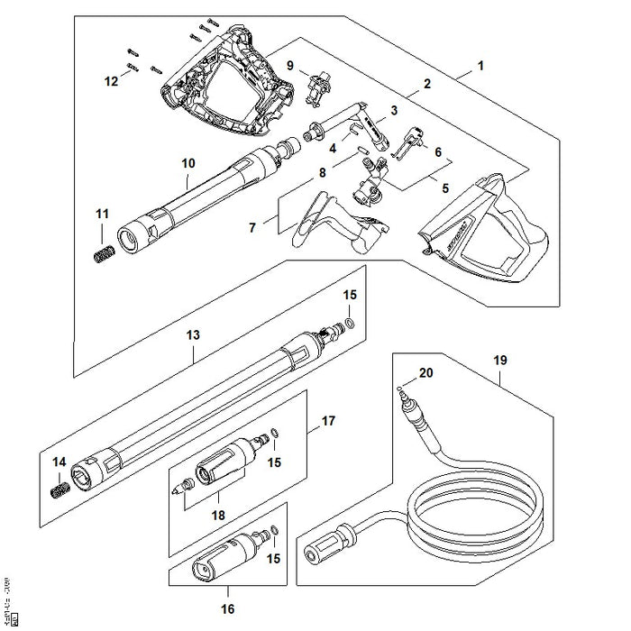 STIHL RE015300030 Flachstrahldüse positie 16 technische tekening