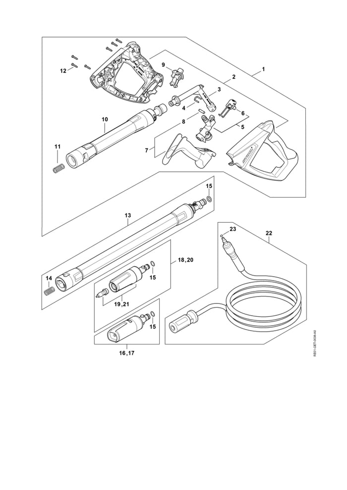 STIHL RE010071800 Reparatursatz Rotordüse positie 19 technische tekening