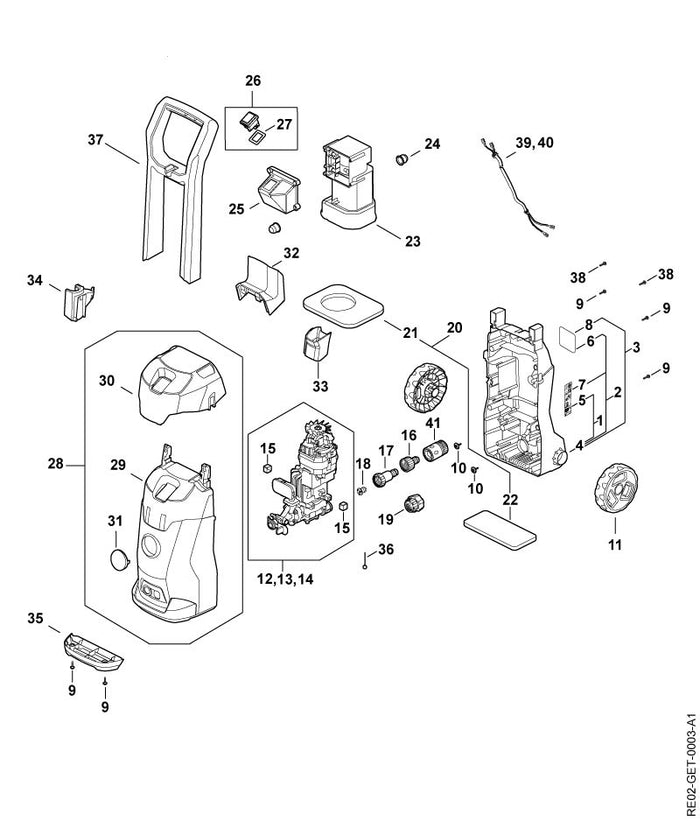 STIHL RE027981700 Fuß positie 35 technische tekening