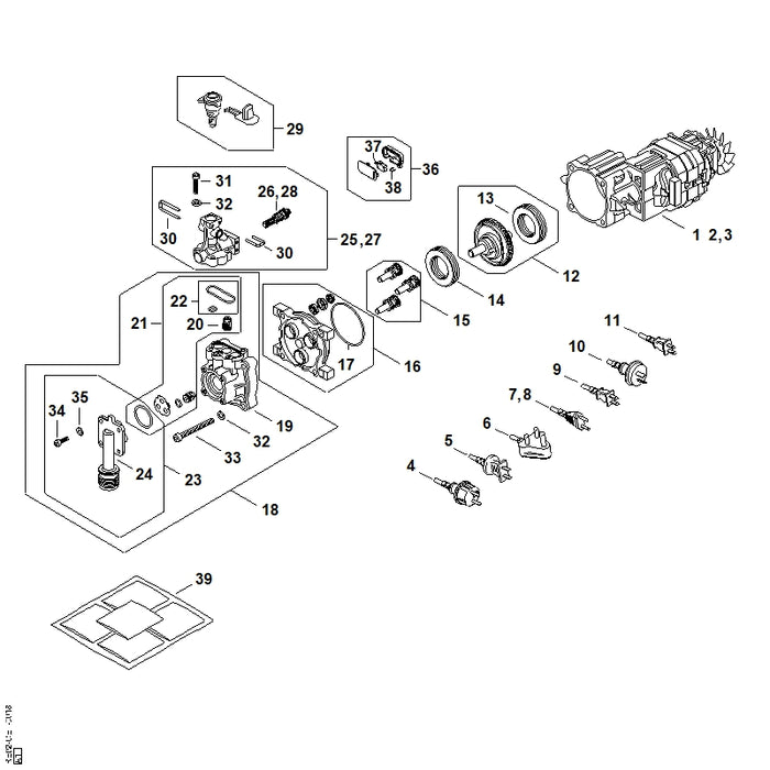 STIHL RE026703620 Wasseranschluss positie 29 technische tekening