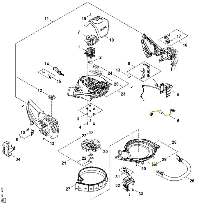 STIHL SA079671601 Typenschild positie 12 technische tekening