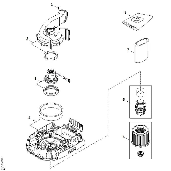 STIHL SA085026900 Nassfilter positie 7 technische tekening
