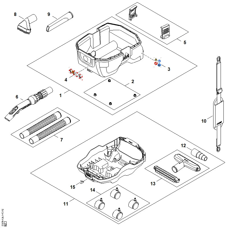 STIHL SE017905900 Lenkrolle positie 14 technische tekening