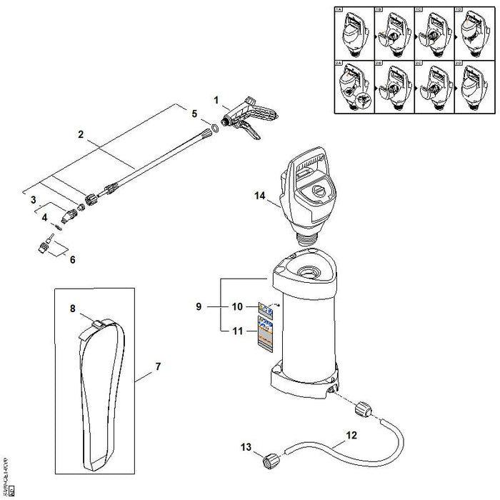STIHL SA097010800 Behälter SGA EU / RoW positie 9 technische tekening