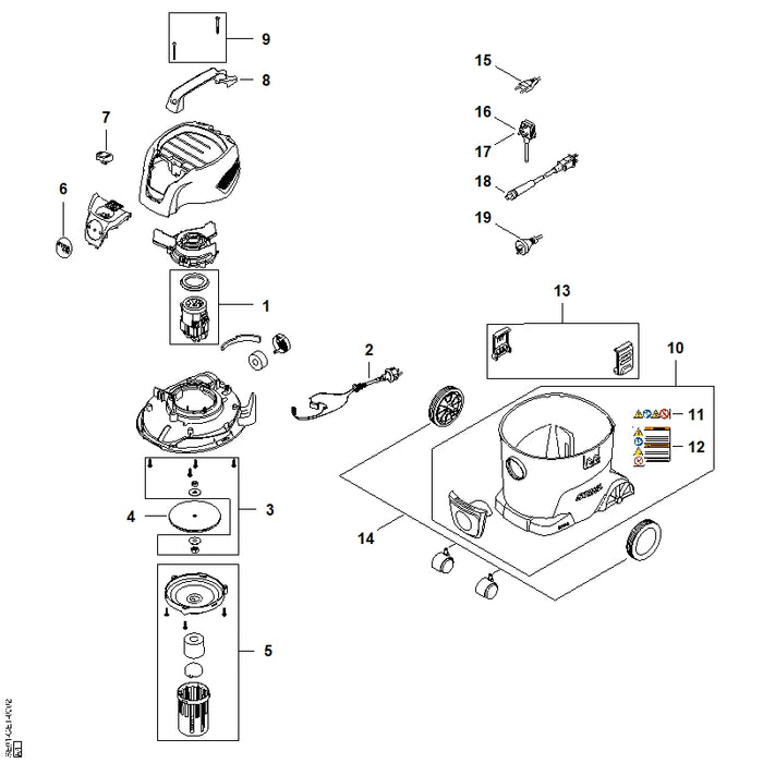 STIHL SE017034100 Handgriff positie 8 technische tekening