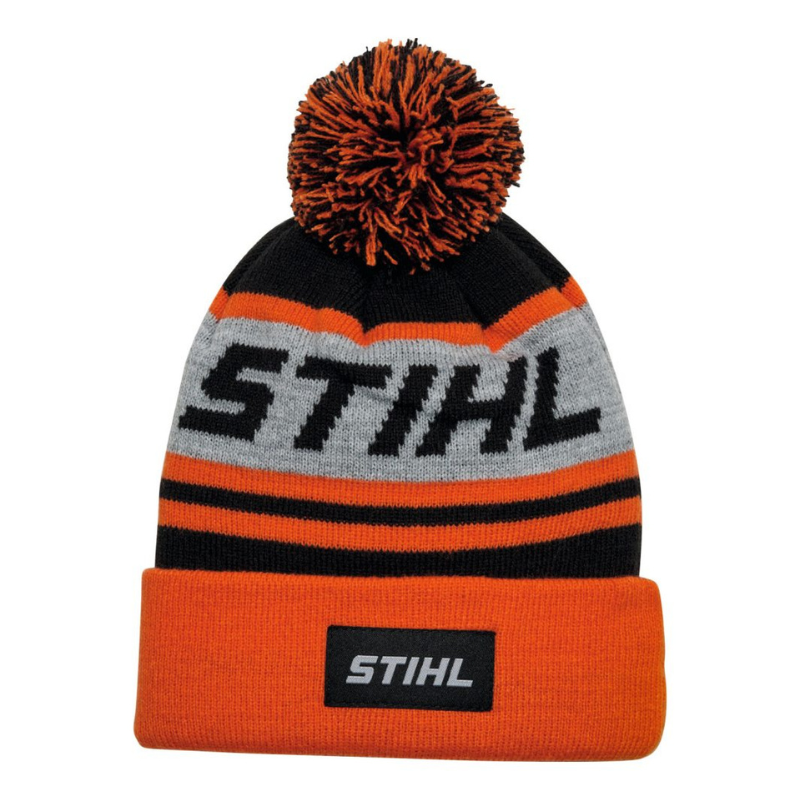 Stihl Mütze Pompon 24 Kids - Schwarz/Orange/Grau