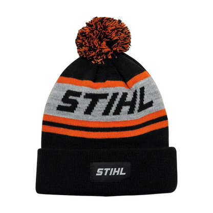 Stihl Mütze Pompon 24 - Schwarz/Orange/Grau