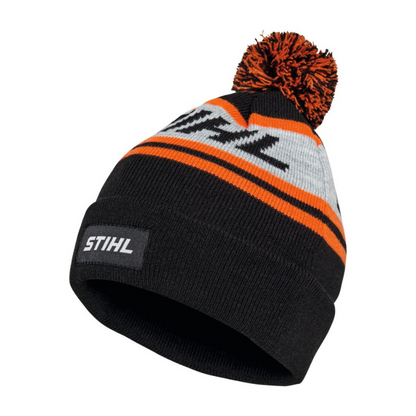 Stihl Mütze Pompon 24 - Schwarz/Orange/Grau