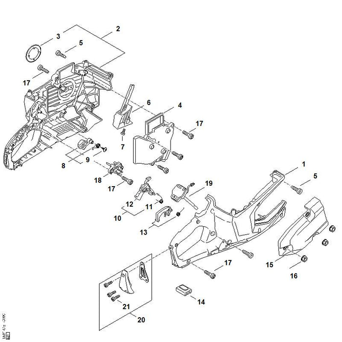 STIHL TA017905100 Abdeckung positie 15 technische tekening
