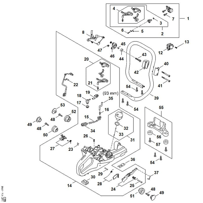 STIHL TB013527700 Halteblech positie 36 technische tekening