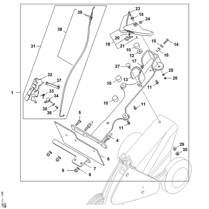 STIHL TB011801800 Gasbetätigung positie 31 technische tekening