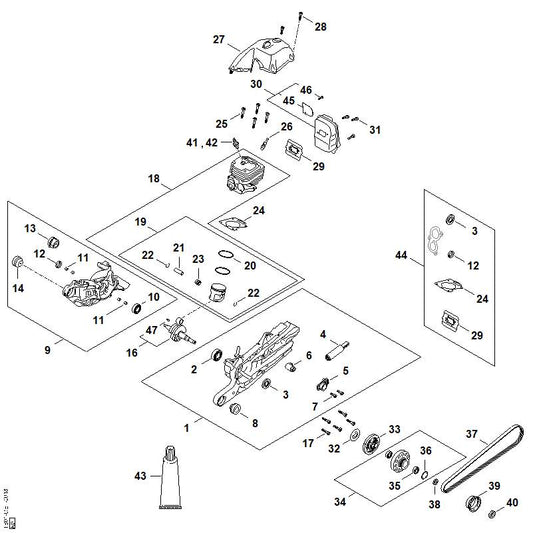 STIHL TB011400605 Schalldämpfer positie 30 technische tekening