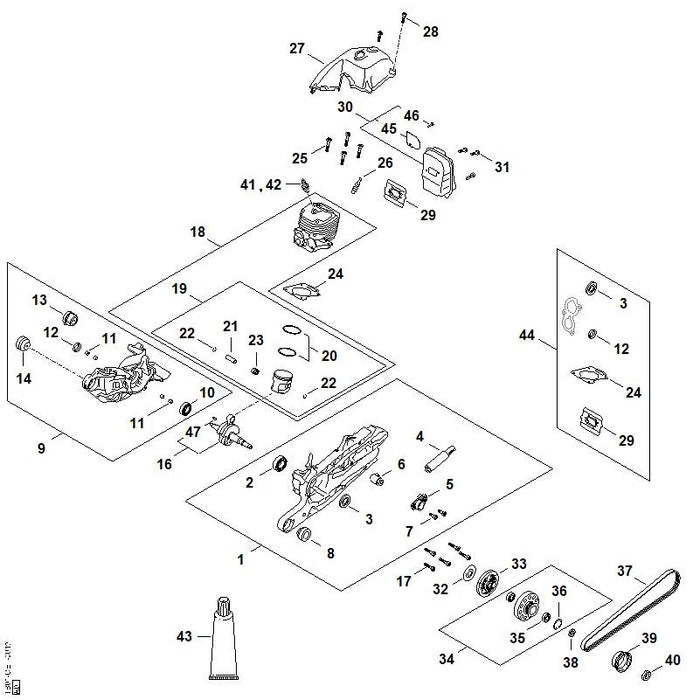 STIHL TB017909901 Ringpuffer positie 8 technische tekening