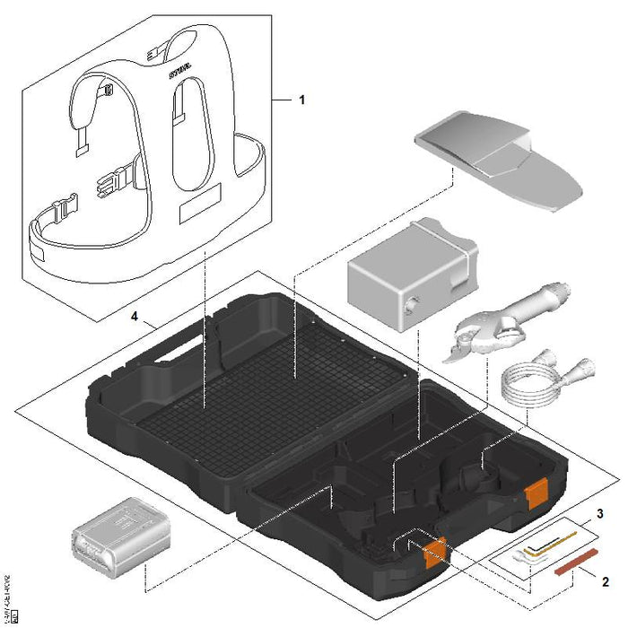 STIHL VA087109000 Traggurt positie 1 technische tekening