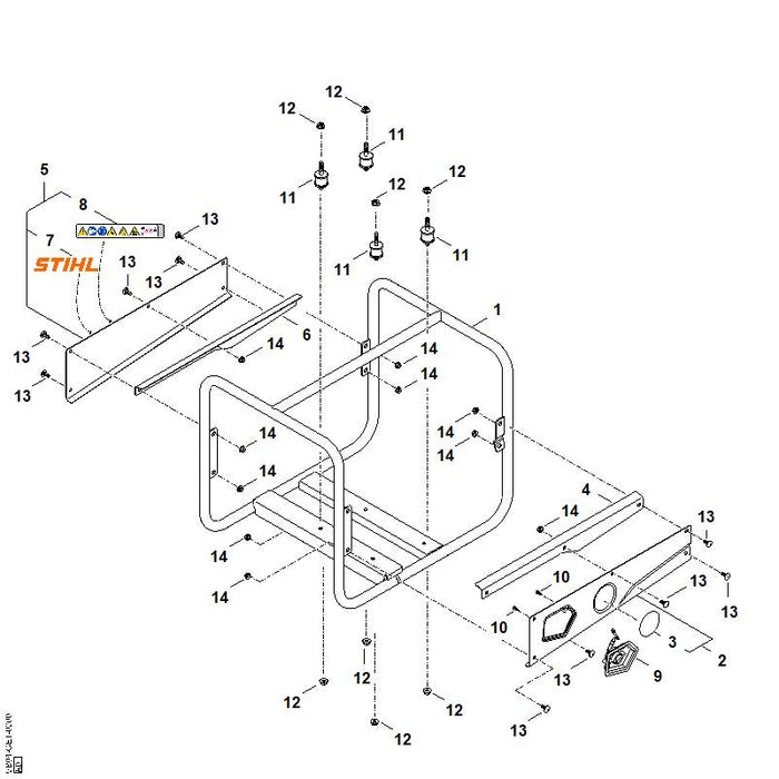 STIHL VB057067000 Gummipuffer positie 11 technische tekening