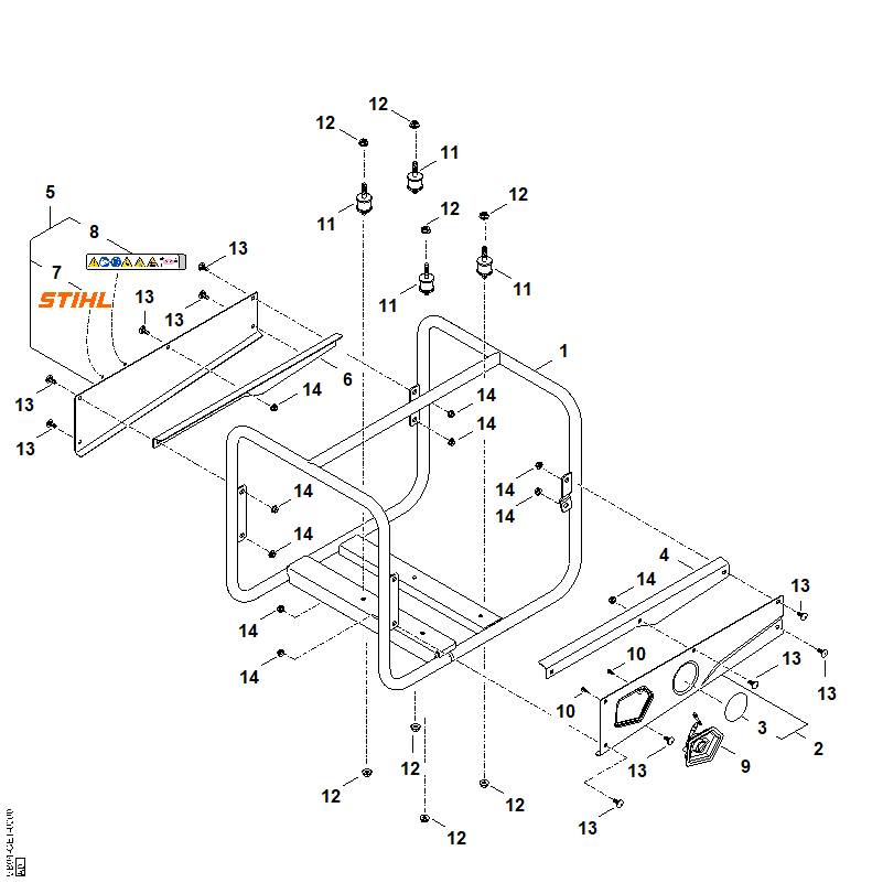 STIHL VB039551105 Sechskantmutter positie 12 technische tekening