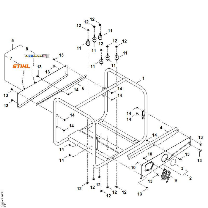 STIHL VB057631620 Abdeckblech positie 6 technische tekening