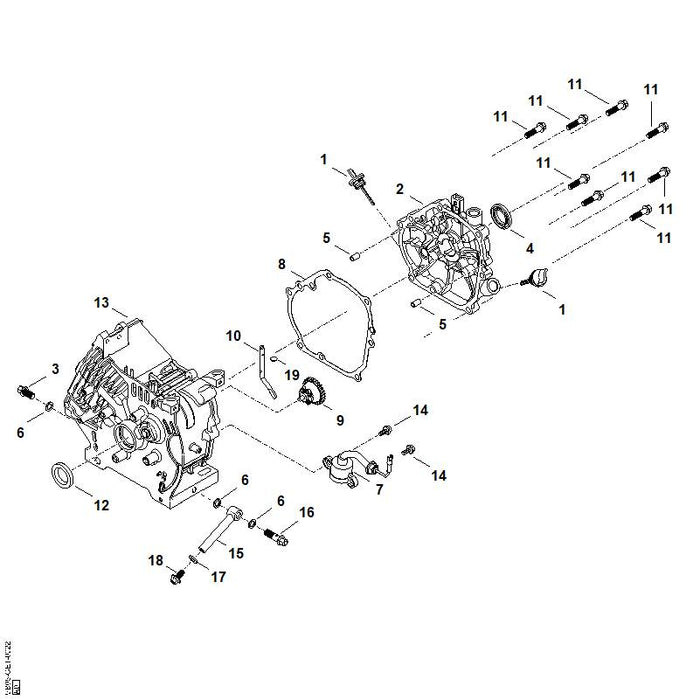 STIHL 0004-021-8200 Rohr (Ölablassschraube) positie 15 technische tekening