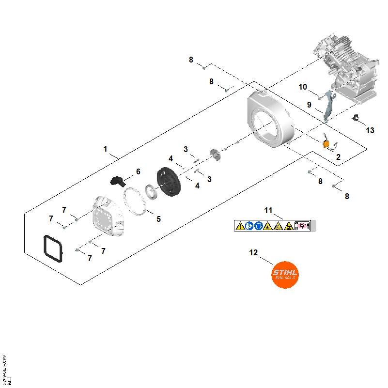 STIHL 0004-195-3401 Griff positie 6 technische tekening
