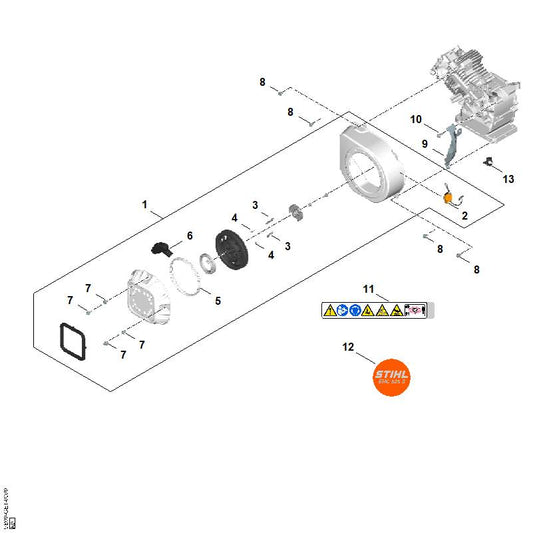 STIHL 0004-195-8203 Anwerfseil positie 5 technische tekening