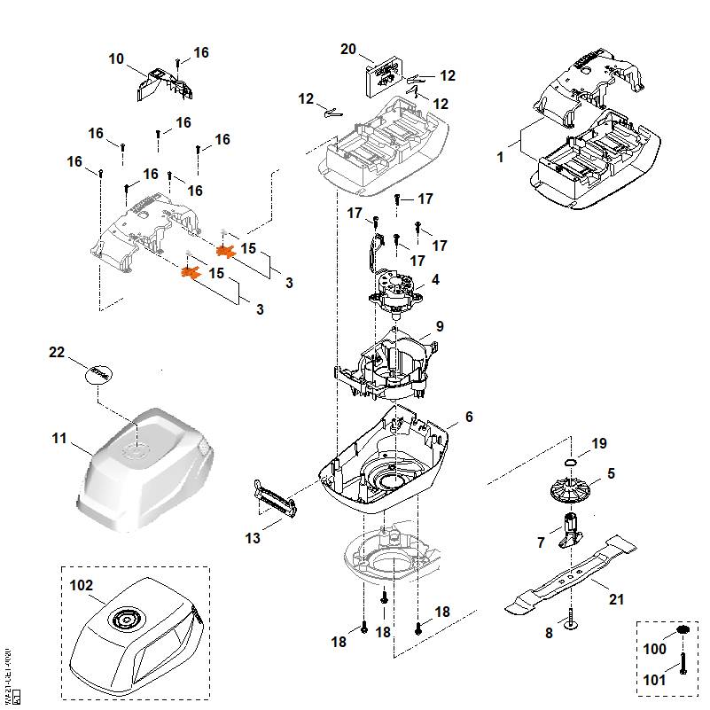 STIHL WA214301400 Elektronikmodul positie 20 technische tekening
