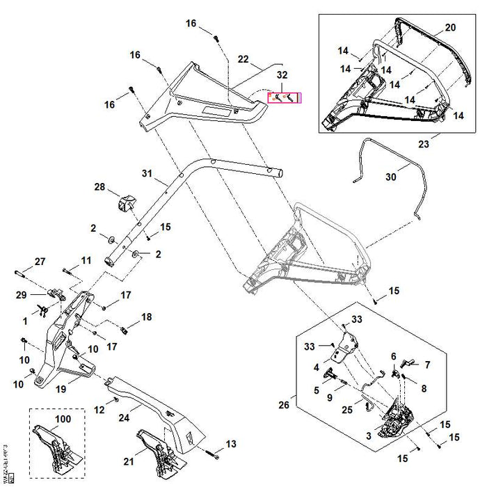 STIHL WA227640100 Griffstück (Außensegment) positie 24 technische tekening