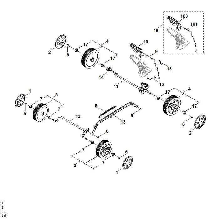 STIHL WA227002405 Achse (Vorderachse 253) positie 12 technische tekening