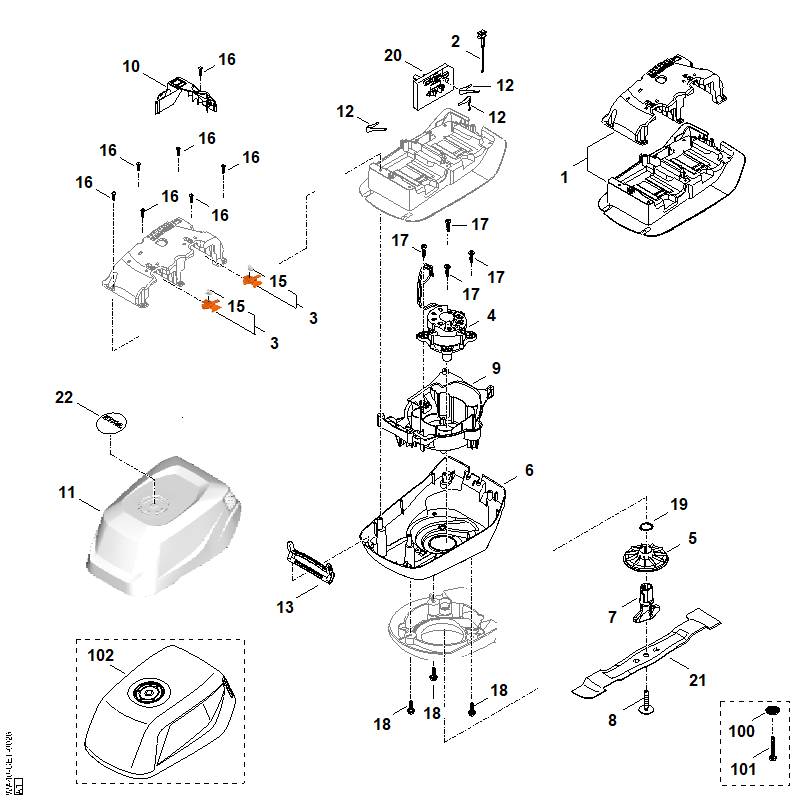 STIHL WA404301400 Elektronikmodul positie 20 technische tekening