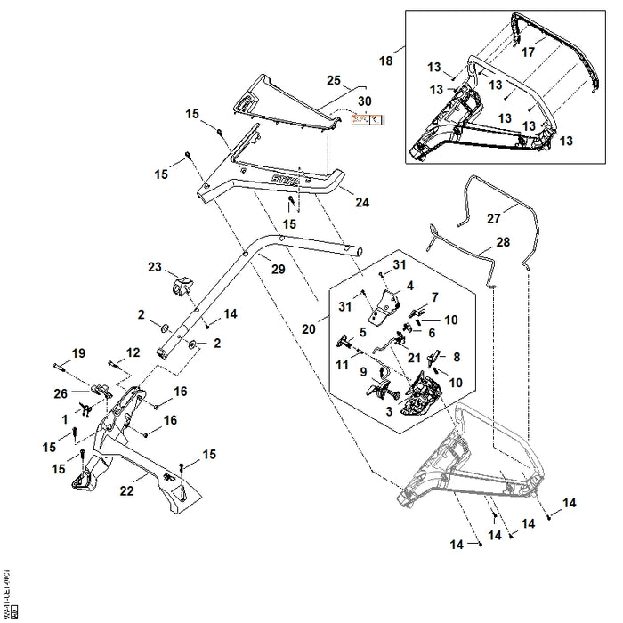 STIHL WA414403010 Kabelbaum positie 21 technische tekening