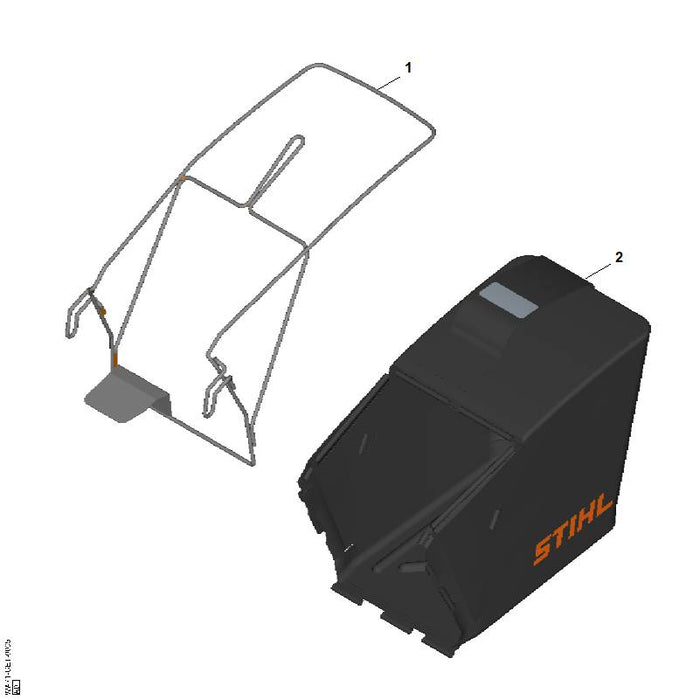 STIHL WA707003100 Rahmen - Fangsackgestell positie 1 technische tekening