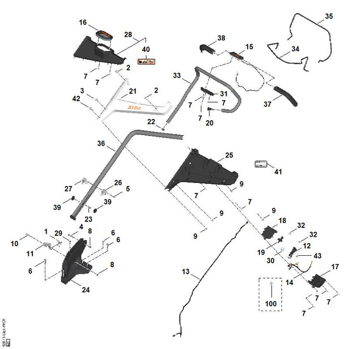 STIHL WA707900500 Griff - Supersoft li positie 37 technische tekening
