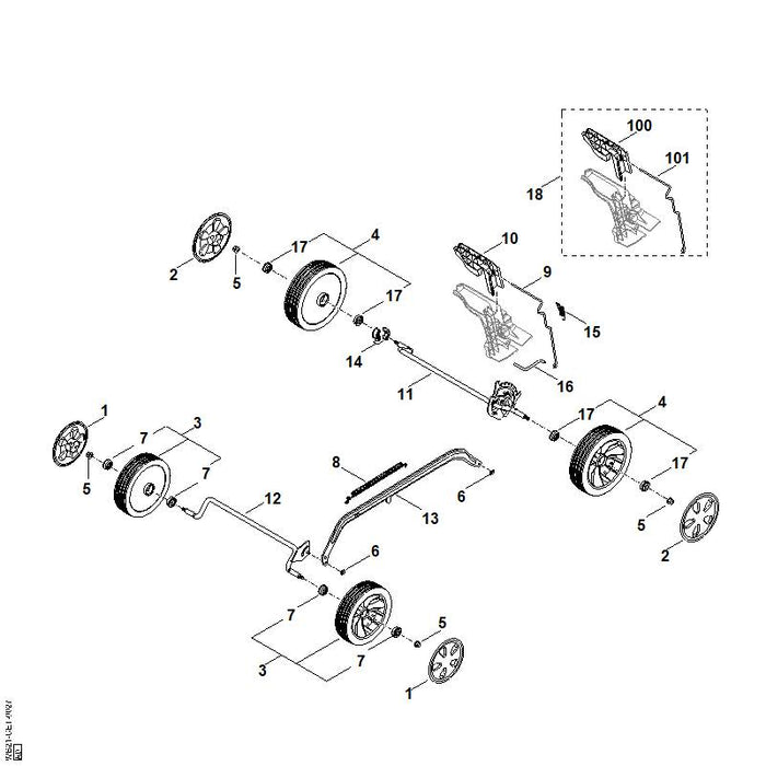 STIHL WA217035100 Zugfeder positie 8 technische tekening