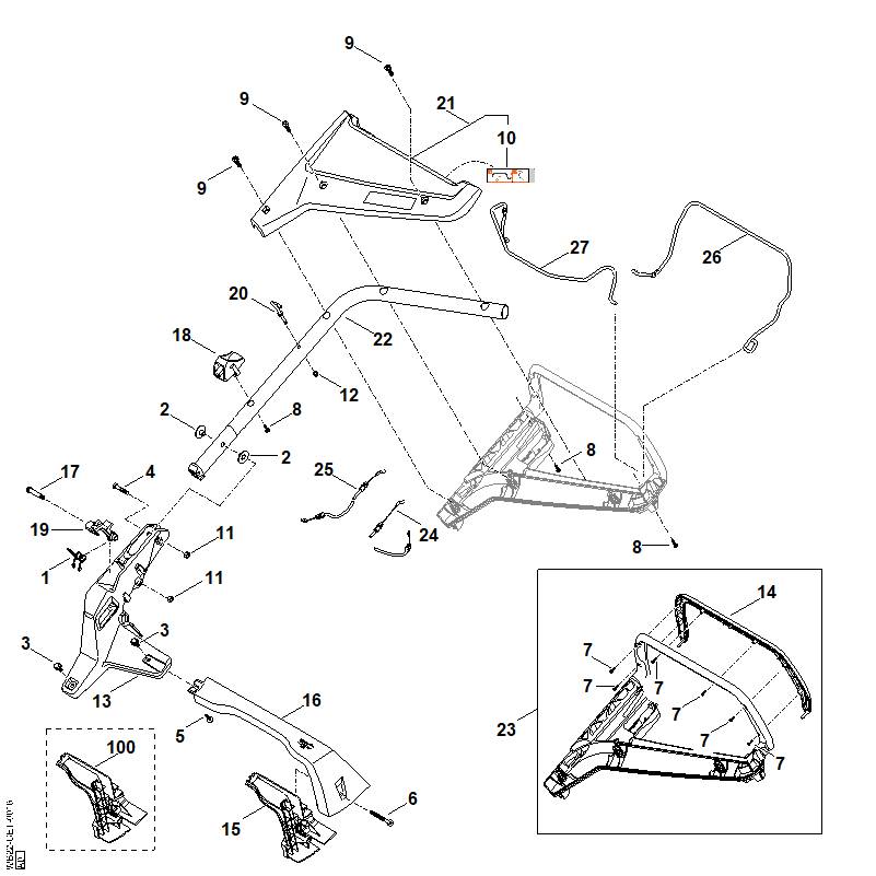 STIHL WB227007500 Seilzug - Antrieb, RM 253 T positie 24 technische tekening