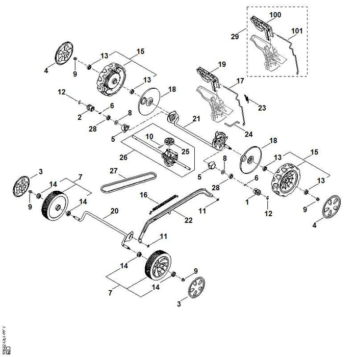 STIHL WB427042100 Keilriemen 1-Gang RM 253 453 positie 27 technische tekening
