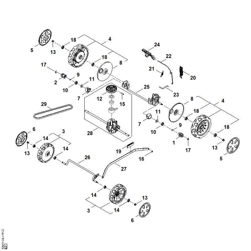 STIHL WB417042105 Keilriemen Vario RM 448 positie 29 technische tekening