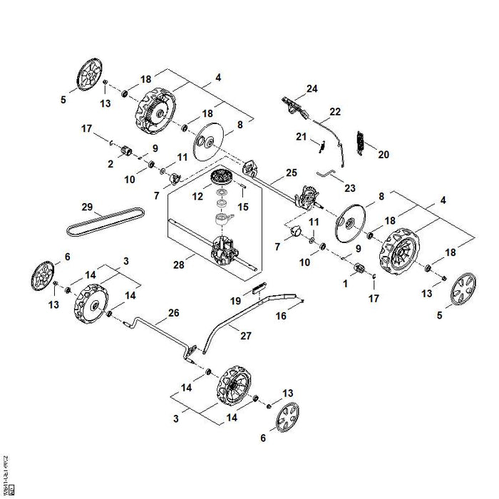 STIHL WB417042105 Keilriemen Vario RM 448 positie 29 technische tekening