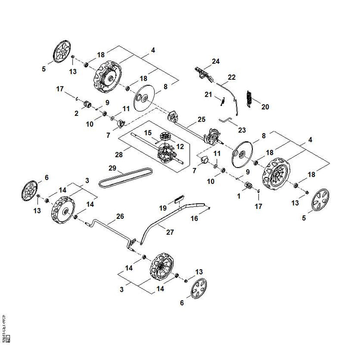 STIHL WA417914800 Auslösehebel Höhenverstellung positie 24 technische tekening
