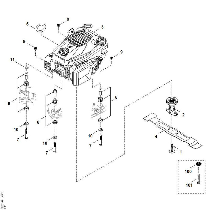 STIHL WA417020106 Messer positie 4 technische tekening