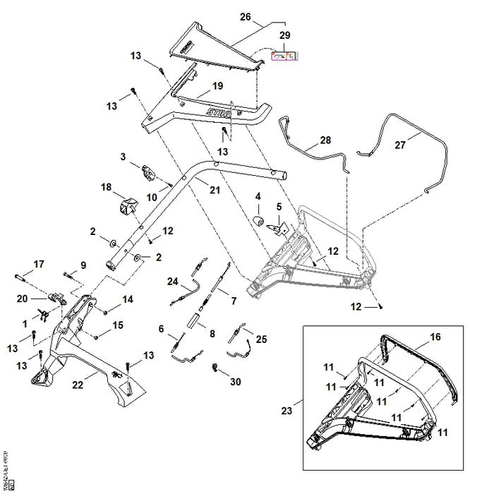 STIHL WA427036201 Konsole Alu-Druckguss beschichtet 4xx positie 22 technische tekening