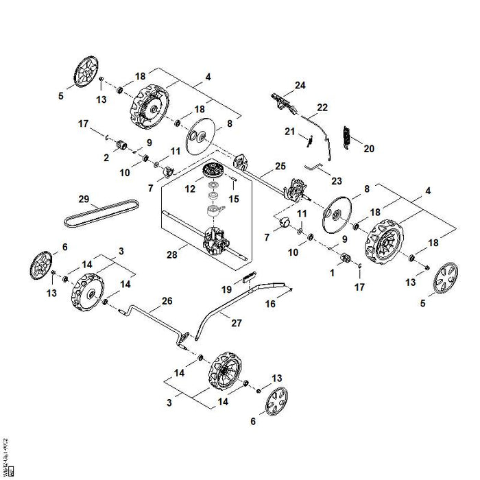 STIHL WA427002400 Achse hinten (Antrieb) positie 25 technische tekening